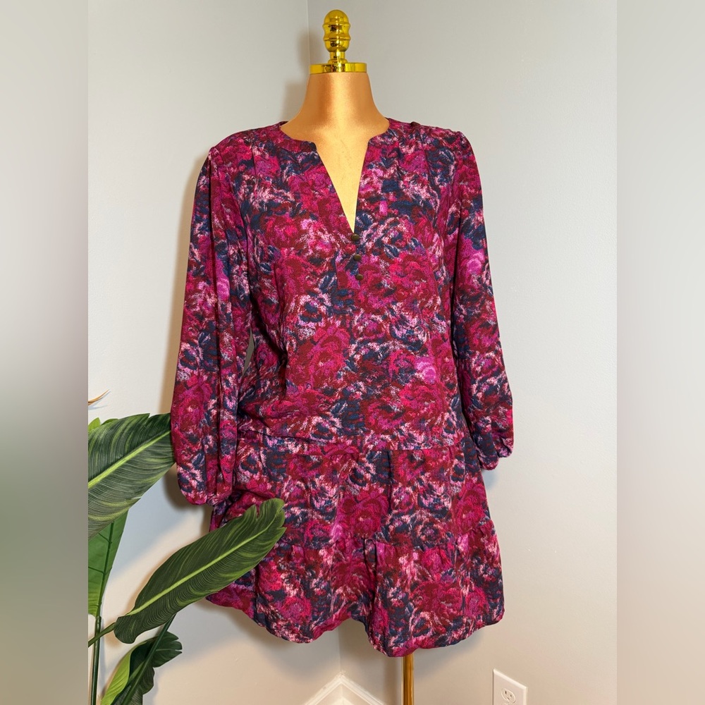 Time and Tru Pink and Navy Floral Top